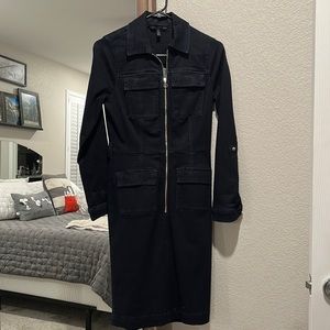 Denim long sleeve knee length dress. Worn once. Size 4.